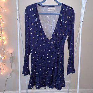 Urban Outfitters Long Sleeve Ruffle Wrap Dress